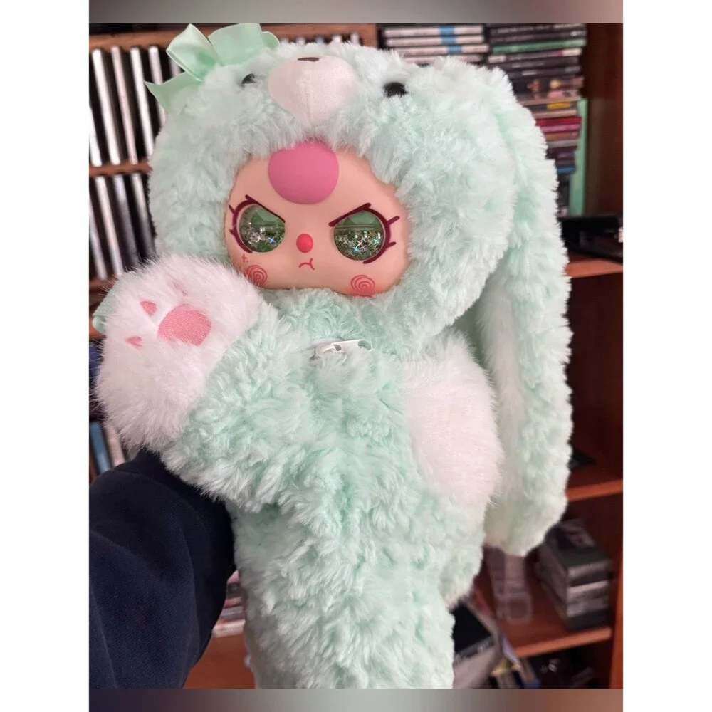 Baby Three Hugging Baby Backpack-green With LIQUID glitter Eyes rare